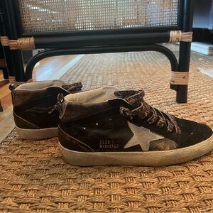 Golden Goose Mid Star — black with silver stars